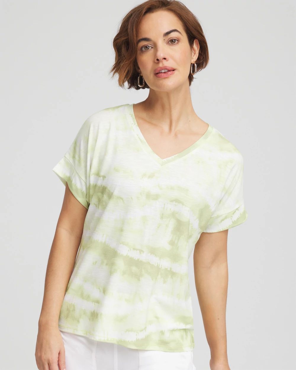 【SATIIIZ】May Pigment Stripe Collar Tee Zenergy® Stripe Tie Dye Tee | Chico's